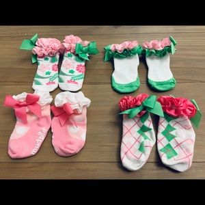 4 Pairs Mud Pie Baby Girl Socks